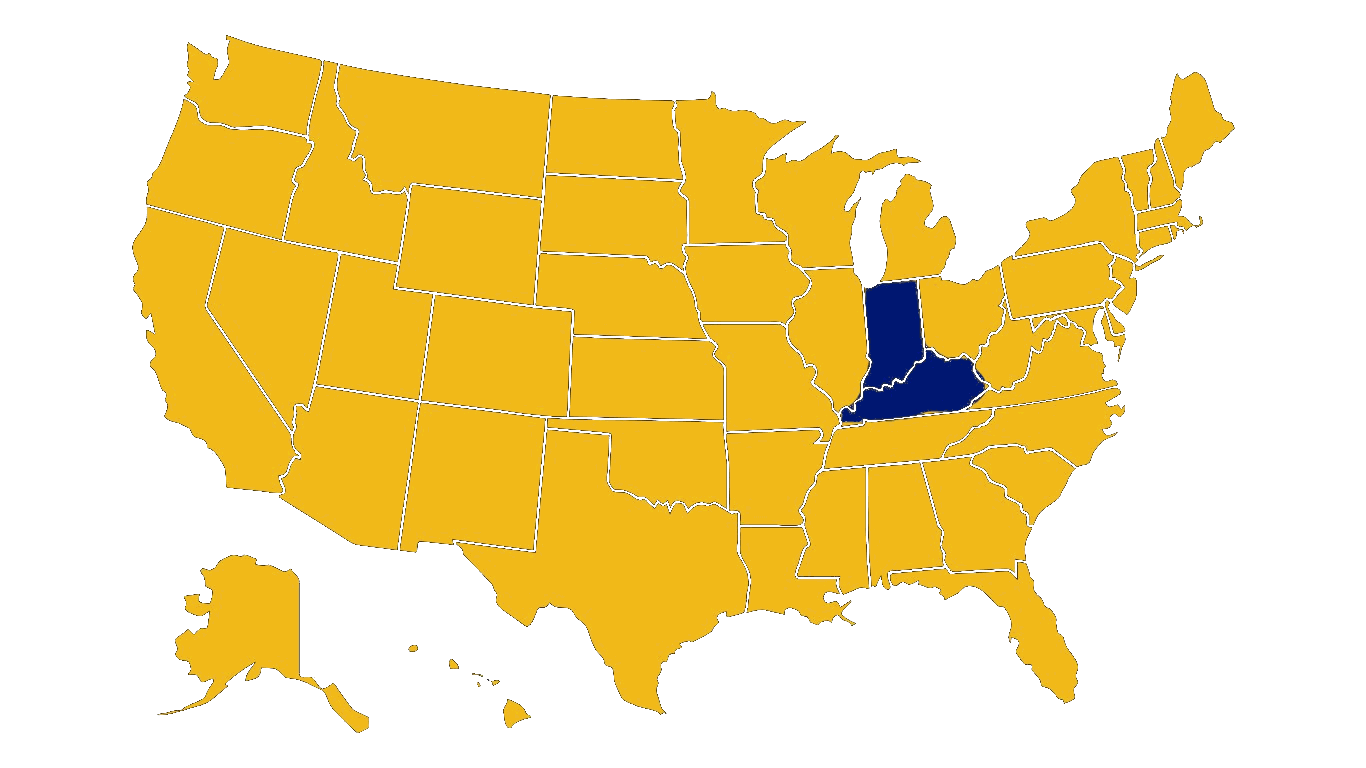 Map of Donobrog Inc. installation locations across Kentucky, Indiana, and the United States